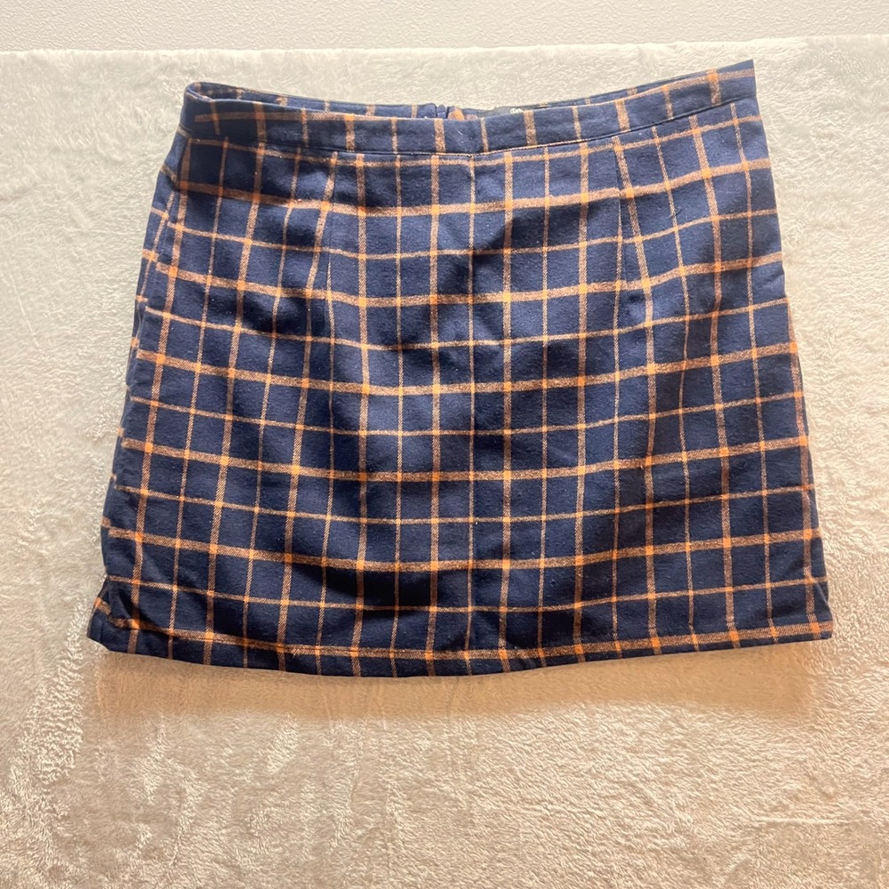 Heartbreak Mini Skirt‎ Plaid Blue Orange Checkered New XL
